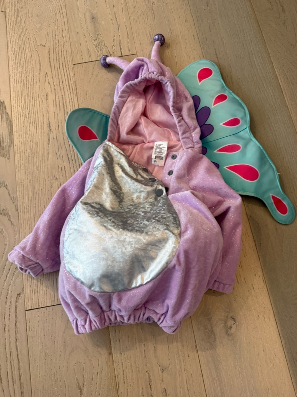 Halloween. Girls Glitter Purple Butterfly Hooded Cape - Silver Accent